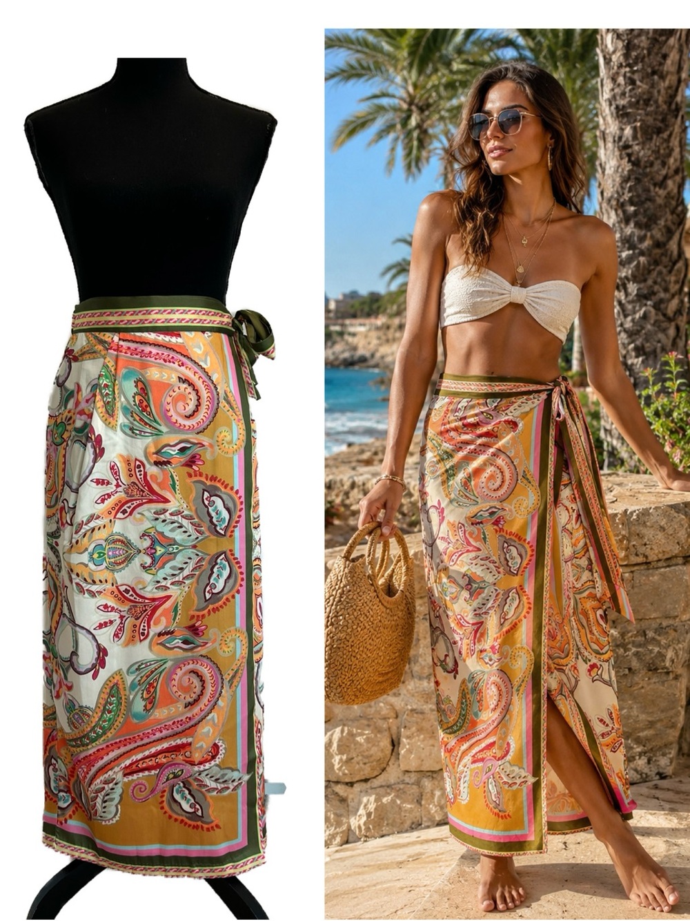 Philosophy Republic Paisley Wrap Maxi Skirt Multicolor Size S/P NWT boho